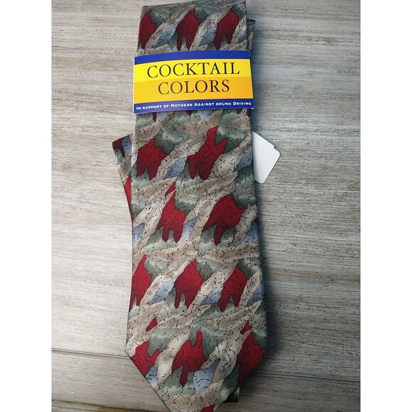 Stonehedge Cocktail Collection Men's Tie Red Blue green Brown Abstract 100 Silk - Picture 6 of 6
